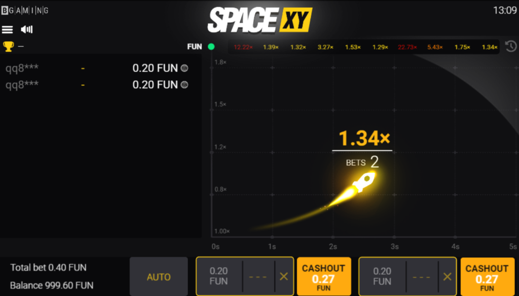 Qual é o valor máximo da aposta no Space XY?